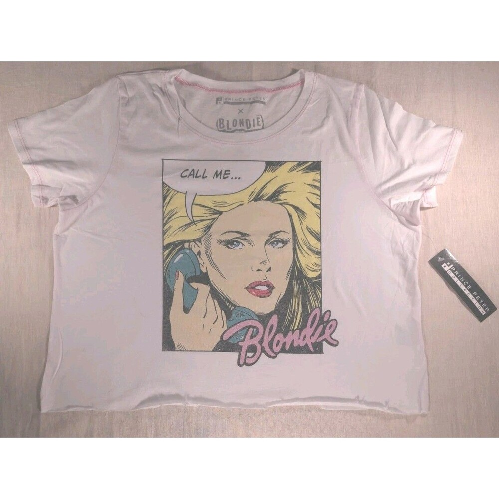 NWT Prince Peter Blondie Call Me Cropped Raw Hem Tshirt Rock Shirt Xl